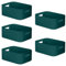 W&H 5 PCS Plastic Storage Boxes, Medium Plastic Storage Baskets with Handle, Home & Kitchen Cupboard Boxes, Organizer Baskets for Bathroom, Shelf, Office - 25×17×10cm (Blue)