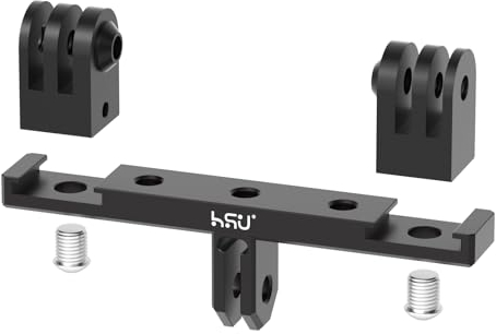 HSU Soporte Doble Aluminio para GoPro, Adaptador Doble Montura para Cámara, Orificio Extensión de Zapata Fría para Cámara Acción