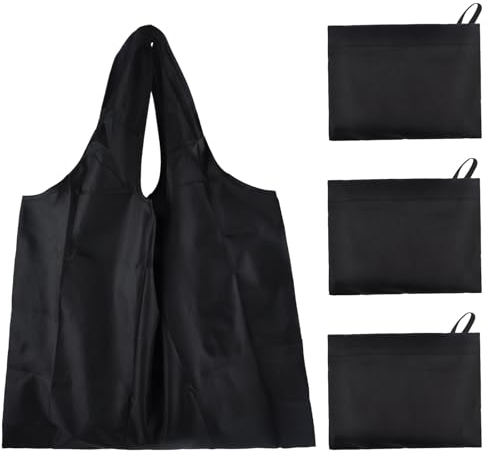 HENGBIRD 3PCS Reusable Shopping Bag, Large Foldable Shopping Tote Bag Waterproof Tote Shopping Bag Grocery Shopping Cloth Bags Washable with Attached Pouch Durable and Lightweight