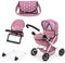 Bayer Design 13776AB Set Puppenwagen faltbar, Softer Griff, mit Tasche, Hochstuhl, Nordisches Rosa