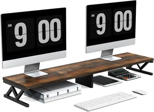 HARVISON MILLER - Elevador Monitor Madera - Soporte Monitor Madera - Soporte Madera Grande - Elevador Monitor Escritorio - Soporte Monitor Grande - 100x24x11.5CM