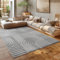 HomebyHome Kurzflor Teppich 160 x 230 cm Silber - Hoch-Tief 3D Effekt, Waschbar, Flauschig und Extra Weich - Skandinavisch Boho Muster für Wohnzimmer, Schlafzimmer, Esszimmer und Küche
