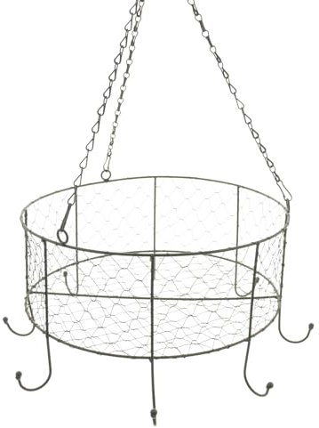 FRANK FLECHTWAREN Kräuterkrone Nostalgie, Metall, grau, pulverbeschichtet Maße: Ø 35 x 19 cm, GH 50 cm, Elegantes Design, Blickfang