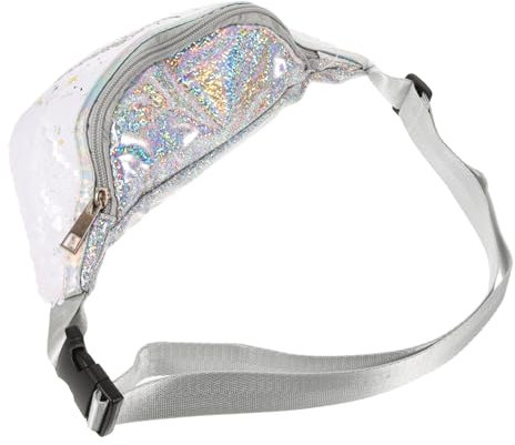 BESTYASH 2stücke Pailletten Damen Gürteltasche Verstellbare Bauchtasche Für Festivals Sport Und Shopping Stylische Umhängetasche Für Handy Und Essentials Weiß