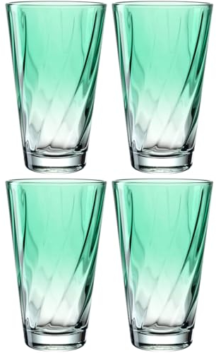 LEONARDO HOME Twist Trinkglas, 4er Set, spülmaschinenfest, 300 ml, grün, Konisch, Modern, Zuhause, Cocktailparty, Kaltgetränke
