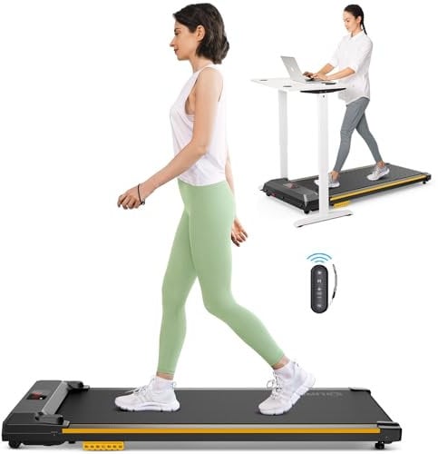 UREVO Doppelte Stoßdämpfend Walking pad, 1-6 km/h Leicht Leises Laufband für zuhause mit Fernbedienung und LED-Anzeige, Kompaktes Laufband Schreibtisch für Zuhause/Büro