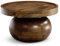 FineBuy Table basse, 50 x 50 x 30,5 cm, en bois massif de mangue, couleur noyer, ronde, design bas, moderne, avec grain de bois naturel