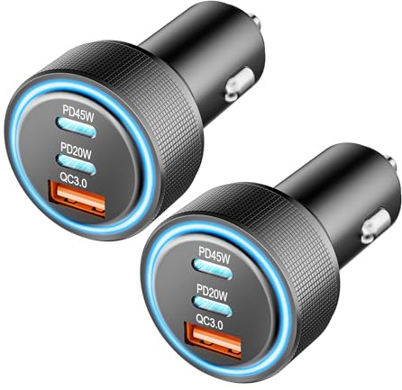 Zigarettenanzünder USB, 3-Port 65W USB C Autoladegerät PD/QC3.0 Schnellladegerät Auto Ladegerät 12V USB Adapter Auto Zigarettenanzünder Adapter für iPhone 16/15/14/13 Pro Max, Samsung Galaxy S25/S24