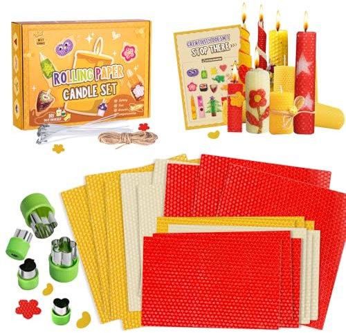 BuzzoXerex Bienenwachsplatten für Kerzen, Wachsplatten für Kerzen mit Geschenkbox (20 * 20 cm) Weihnachtsgeschenke für Familie, Freunde und Kinder