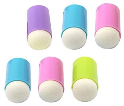SEWACC 6pcs Sponge Finger Cots DIY Tools Finger Painting Props Paint Toys DIY Stamp Pads Stamps Finger Drawing Sponges Chalk Dauber Craft Ink Stamps Pads DIY Ink Plastic Sponge