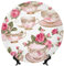 ESNAIUVCD Tazze da tè con rose romantiche stampa shabby Bone China Piatto decorativo in ceramica piatti rotondi stampati piatti piani artigianali con espositore