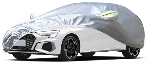 Favoto Auto Abdeckung Winter Abdeckplane - Wasserdicht Autoplane UV-Schutz Staubdicht Kratzfest Windfesten Atmungsaktiv Passend für Audi A3 Sportback(1996-2024) Silber
