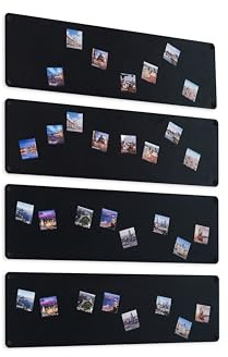 4x Magnettafel Magnetwand Schwarz 80x22 cm Memotafel aus Edelstahl Fotowand für Urlaubs Magnete Magnetisch Tafel Metalltafel für Wohnung Büro Küche
