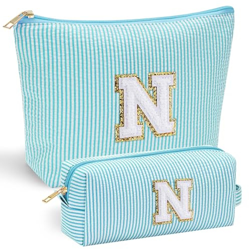 Parima Geschenke für Teenager Mädchen - Personalisierte Kosmetiktasche Kulturtasche Damen Geschenke für Frauen Teenager Mädchen Freundin Hochzeit Geschenk Danke Geschenk Buchstaben Kosmetiktasche N