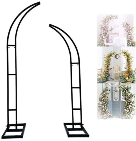 Metal Garden Arch Balloon Arch Frame for Wedding Ceremony Half Moon Balloon Arch Stand for Party Decor Black 150cm+180cm