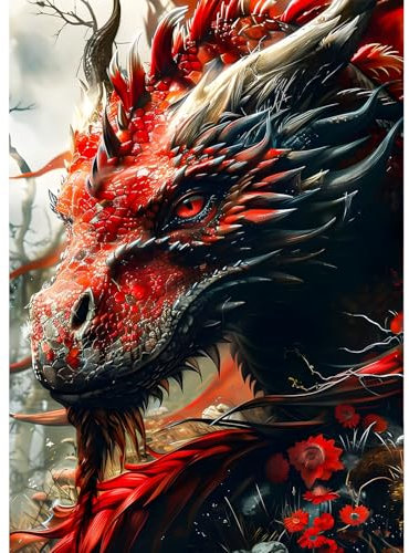 QQYRHN 5D DIY Dragon Chinois Kits de Peinture Diamant, Complète Pays des Rêves Diamond Painting pour Adulte Débutants, Dragon Art du Diamant, Décoration Murale Maison Peinture au Diamant Avec 30x40 cm