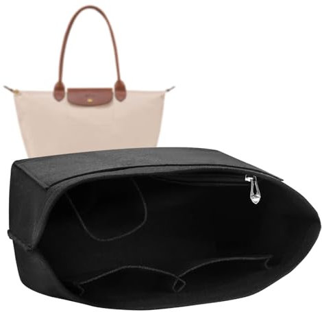 Astonatick Organizer für Longchamp L, Taschenorganizer für Longchamp L, Taschen Organizer Shopper für longchamp Le pliage L, Multifunktionalen Felt Handtaschen Organizer mit Becherhalter, Schwarz