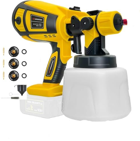 Cordless Fence Paint Sprayer Compatible with Dewalt 18V Battery, Electric Spray Gun with 1000ml Tank for Home Interior and Exterior, Cabinets, House, Fence, Ceiling (Batteries Not Included)