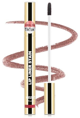 KISSIO Lip Liner Stain,Peel Off Lip Liner,Transfer Proof,Long Lasting and Waterproof,Lip Tint Tattoo,Natural Makeup Stain,Matte Finish,Light browm