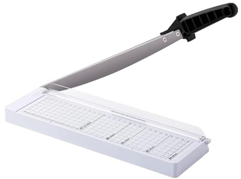 Ziyero papierschneider A4/B5/A5/B6/B7 Hebelschneider Manuell schneidemaschine papier paper cutter papierschneidemaschine Mit Metallbasis für Papier und Fotos Höchste Präzision Schere, Weiß
