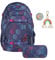 coocazoo Schulrucksack-Set Mate „Indigo Illusion & Unicorn“ 3-teilig, lila, ergonomischer 30L Tornister, höhenverstellbar, für Kinder ab der 5. Klasse, inkl. Federmäppchen & Colour UP-Set