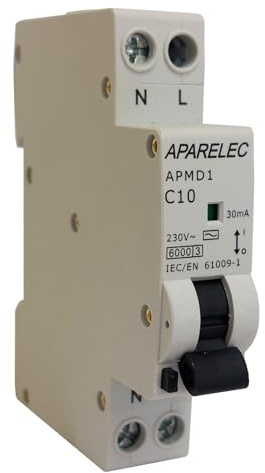 Interruptor Combinado Magnetotérmico + Diferencial 1P+N | 6kA Curva C Clase AC | 10A | Protección 2 en 1 | Carril DIN