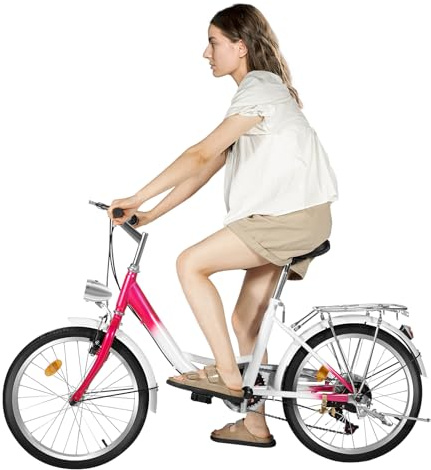 CUSANSK Premium Mountainbike, Fahrrad Damen 20 Zoll mit 6 Gang Schaltung, Kinderfahrrad V-Brake Bremsen - Schutzblech für Mädchen und Jungen