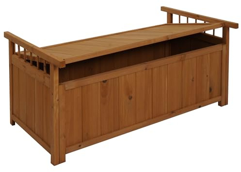 PROREGAL Aufbewahrungstruhe, HxBxT 53x108x60cm, Tanne Holz, natur, Gartentruhe Auflagenbox Truhe