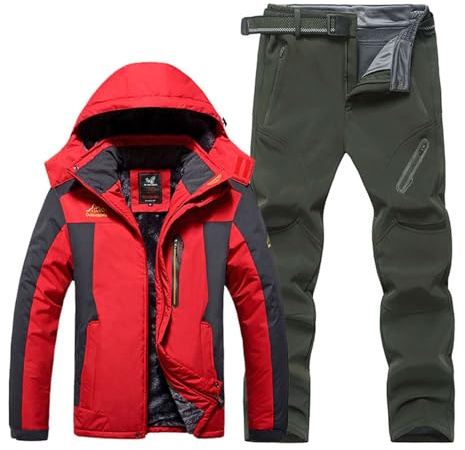 Skianzug Herren 2 Teilig Wasserdicht Warm Ski Anzug Männer Winter Kombi Winddicht Skibekleidung Schneeanzug Gefüttert Thermo Skijacke Skihose Outfit Atmungsaktiv Outdoor Snowboard Ausrüstung Snowsuit