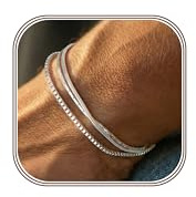 Chriscoco 3Pcs Armband Herren Silber 925 Cuban Link Schlangenkette Männer Armband Armbänder Herren Schmuck Geschenke für Papa Freund Ehemann Sohn 19CM