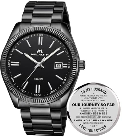 MEGALITH Herren Uhr Edelstahl Armbanduhr: Einfach Analog Business Herrenuhr mit Datum Leuchtend - 30M Wasserdicht für Arbeit und Freizeit - Elegantes Geschenke für Männer