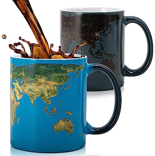 Doublewhale Tasse à café Tasse Magique Tasse céramique Jour et Nuit Changement de Couleur Tasse de Chaleur réactive Sensible Tasse Mug, 11oz. (Color Changing mug1)