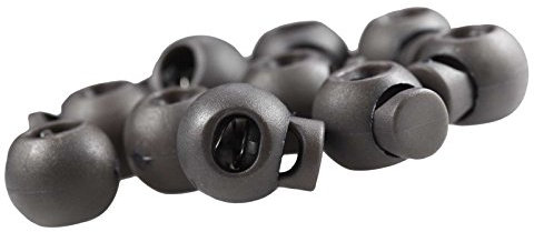 10 Einloch-Kordelstopper Kordelenden Kordelklemme rund 15x19mm, Farbwahl, Farbe:grau