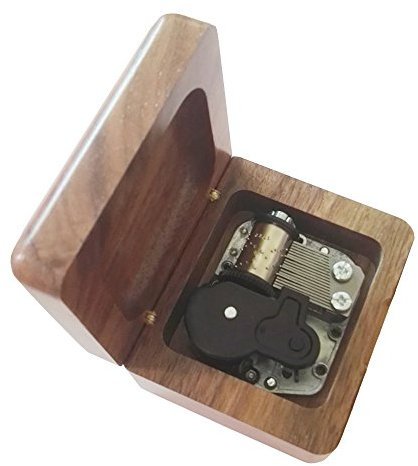 18 Note Retro Aufzieh Hölzerne Spieluhr, Musik Geschenk-Box, Moon River Musik Box Walnut & Silvery