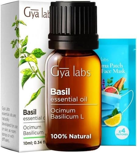 Gya Labs Ätherisches Basilikumöl - 100% Reines Natürliches Basilikumöl für die Haut, Aromatherapie, Duft, Kerzen & Seifen (10 ml)