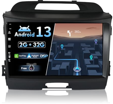 BXLIYER Android 13 Autoradio pour Kia Sportage (2010-2014) - 2G+32G - sans Fil Carplay + Android Auto - Caméra arrière - 2 Din IPS 9 Pouce - Dab Volant Bluetooth DSP Dual-Band WLAN Fast-Boot EQ USB
