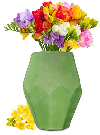 Sendez XXL Blumenvase 4,8 L Sofia Vase Tischvase Glasvase Dekovase Blumentopf Pflanztopf (Grün)