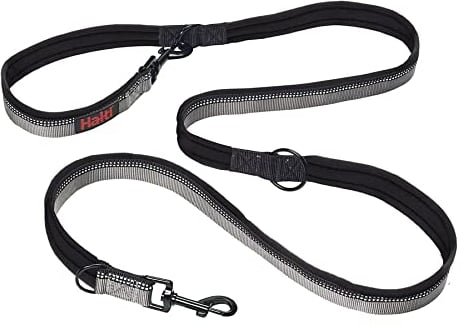 HALTI Double-Ended Lead For Dogs, Size Large, Black, 2m, Best Premium Puppy & Dog Leash, Neoprene-Padded, Easy to Use, Reflective, Adjustable Lengths, Ideal Dog Lead for Hands Free Running & Training