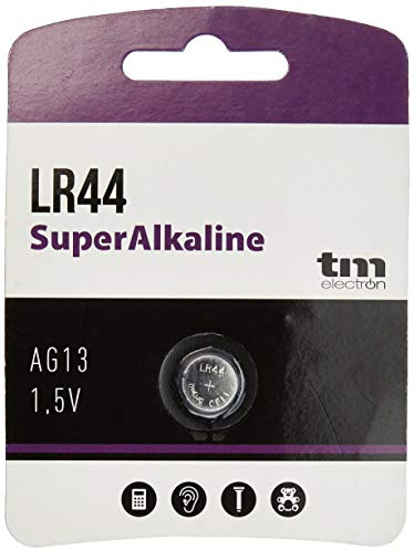 TM Electron LR44TME Pila superalcalina LR44 1.5V para Ideal para Relojes, linternas, calculadoras, Gafas 3D, etc /AG13 / GP76A / GP76AP / 76A