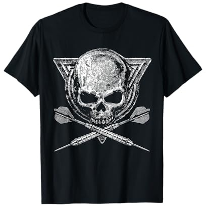Darts T-Shirt I Totenkopf mit Dartpfeilen Skull darten T-Shirt
