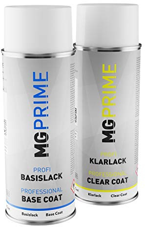 RAL 9006 Weissaluminium Metallic Lack Spraydose + Klarlack seidenmatt | White aluminium, Set aus Basislack + Klarlack, Sprühdosen 400 ml, schnelltrocknend