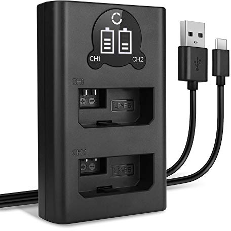 CELLONIC LP-E5 Dual Schnellladegerät kompatibel mit Canon EOS 1000D EOS 500D EOS 450D EOS Rebel XS Rebel XSi Rebel T1i LC-E5 CBC-E5 Akkuladegerät Ladekabel Dual Ladegerät