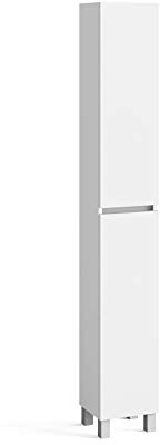 Baikal Armario de Baño, Mueble de Baño, Armario Alto. Muebles Auxiliares. Estanteria. Columna. Entrega en Kit. Serie Cerrada 27 x 180 cm Blanco