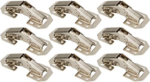 KOTARBAU® 10 x Bisagras tipo cangrejo 105 mm, Bisagra para puertas de muebles y armarios, Bisagra de resorte para puertas de gabinete, Montaje en superficie sin perforación, Tope angular de acero