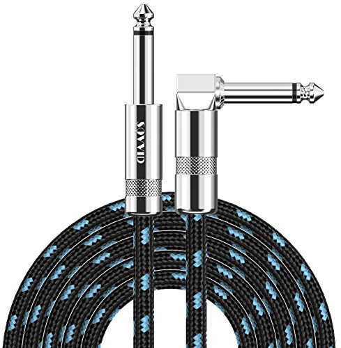 Sovvid Professional Guitar Cable 3M/10FT, Braided Guitar Lead Instrument Cables 6.35mm 1/4 Inch Jack Cord for Electric Guitar Bass, Amp, Speaker, Keyboard, Mandolin, Pro Audio (Black Blue)