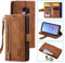 EYZUTAK Handyhülle für Samsung Galaxy S9 Plus Hülle,Flip Case Lederhülle Reißverschluss Magnetverschluss Brieftasche mit 9 Kartenfächern Standfuntion Retro Matt Ledertasche-Braun