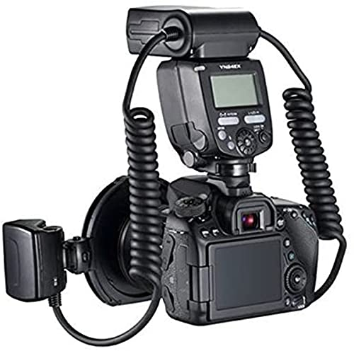 Yidoblo YN-24EX Flash annulaire macro Speedlite avec 2 têtes de flash, 4 bagues d'adaptation, compatible avec Canon, avec chiffon en microfibre