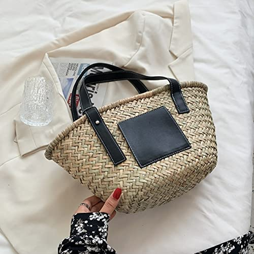 JIUFU Luxury Designer Beach Bag Straw Bag Women Summer Raffia Handbag Travel Basket Totes Shopping Purse