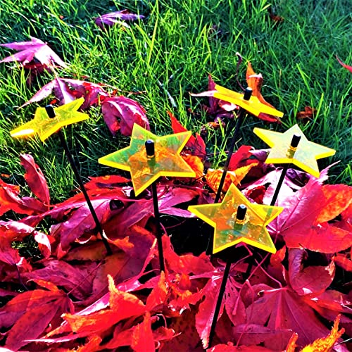 Sun Catcher Gartendekoration Ornamente Leuchtende Sterne 5er Set dekorative Gartenpfähle 25cm Hoch Tolles Feier Gärtner Geschenk, Farbe:gelb