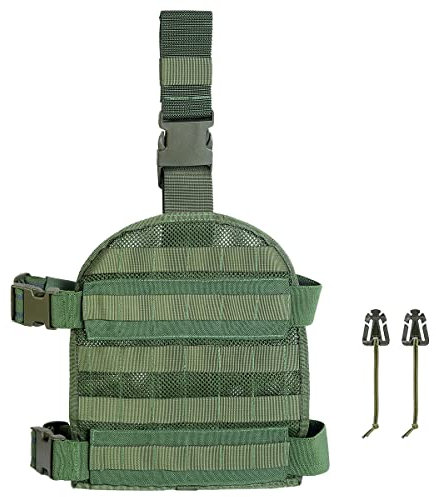TAFTACFR Tactical Heavy Duty Mesh MOLLE Drop Leg Platform Universal Drop Leg Panel with Adjustable Belt & Thigh Straps (Ranger Green)